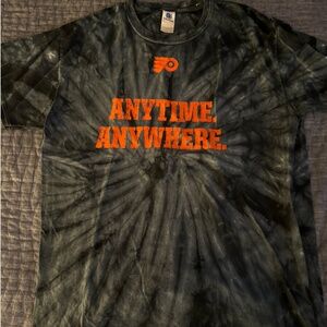 Philadelphia Flyers NHL Hockey Grey Orange Tie Dye Shirt Sz Large